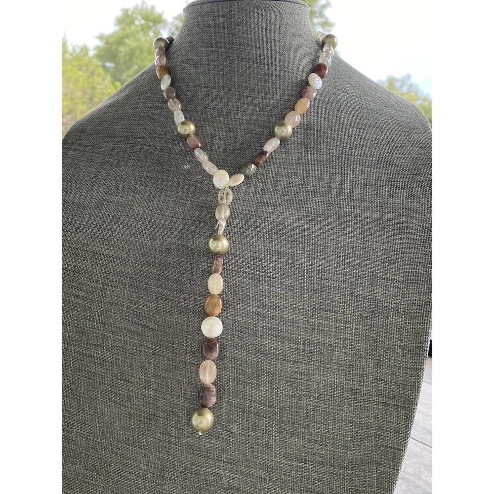 Necklace Artisan Natural Stone Faux Pearls / Pearls Jewelry Filigree Clasp